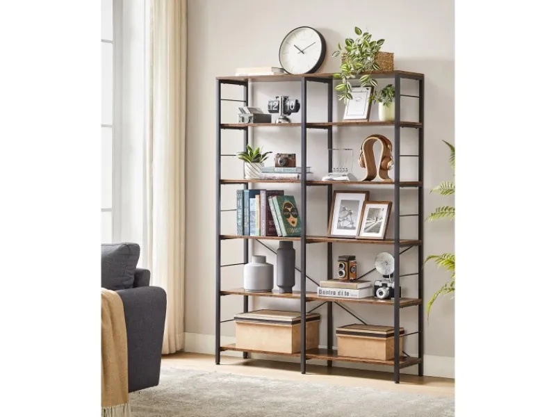 Vasagle Bücherregal 9 Fächern 30 cm x 120 cm x 175,2 cm Braun-Schwarz< Küchenregale