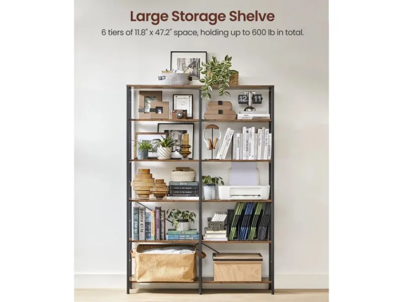 Vasagle Bücherregal 9 Fächern 30 cm x 120 cm x 175,2 cm Braun-Schwarz< Küchenregale