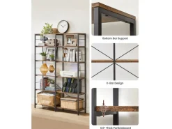 Vasagle Bücherregal 9 Fächern 30 cm x 120 cm x 175,2 cm Braun-Schwarz< Küchenregale
