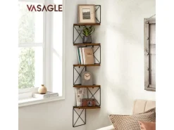 Küchenregale<Vasagle Eckregal 5 Ebenen Zickzack-Design 20 cm x 20 cm x 127,5 cm Braun-Schwarz