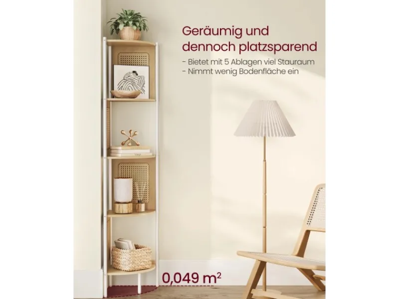 Outlet Vasagle Eckregal 5 Ebenen 31,9 cm x 31,9 cm x 156,4 cm Eichenbeige