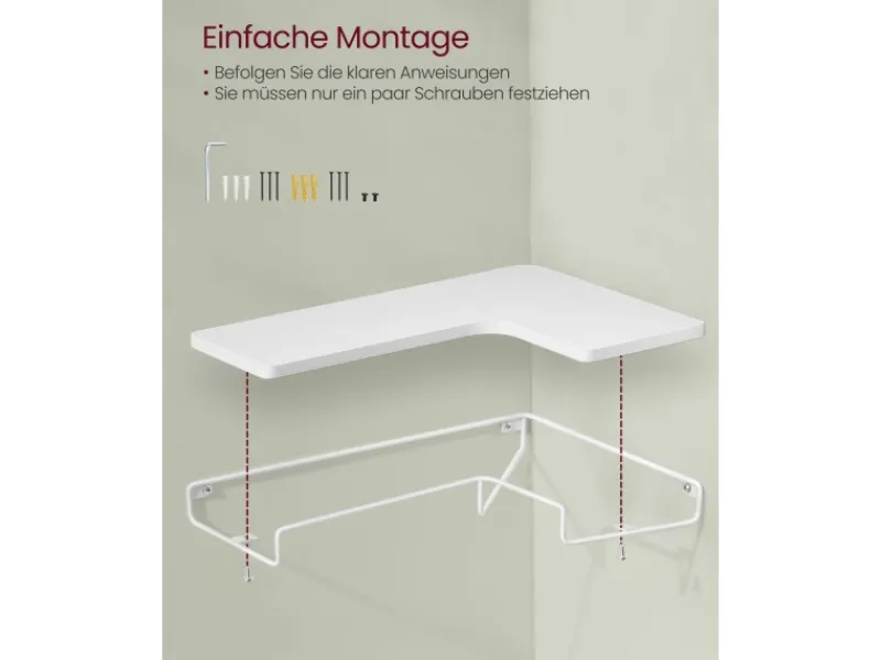 Küchenregale<Vasagle Eckregal 2er Set L-förmig 29 cm x 40 cm Weiß