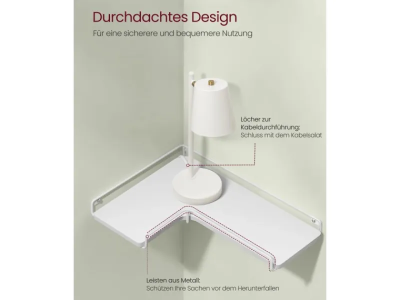 Küchenregale<Vasagle Eckregal 2er Set L-förmig 29 cm x 40 cm Weiß