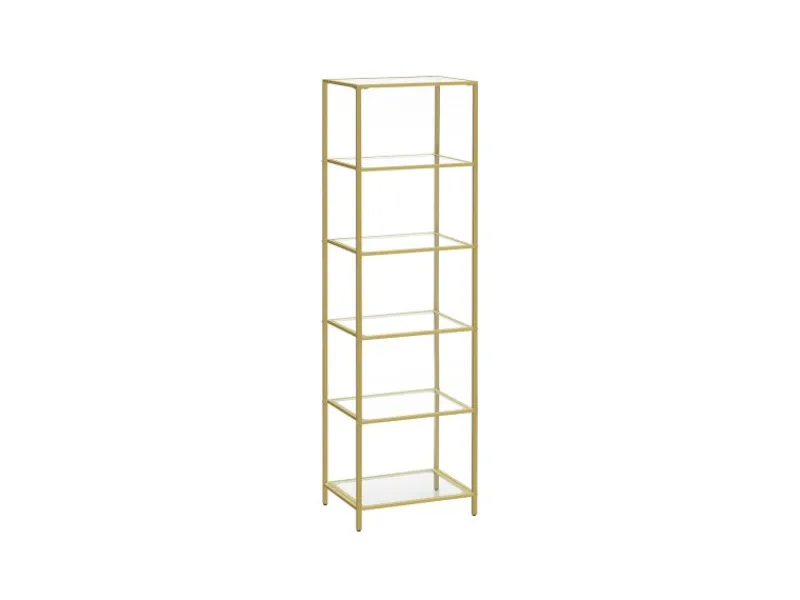 Vasagle Glasregal 6 Ablagen 30 cm x 40 cm x 177,3 cm Gold< Küchenregale