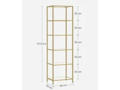 Vasagle Glasregal 6 Ablagen 30 cm x 40 cm x 177,3 cm Gold< Küchenregale