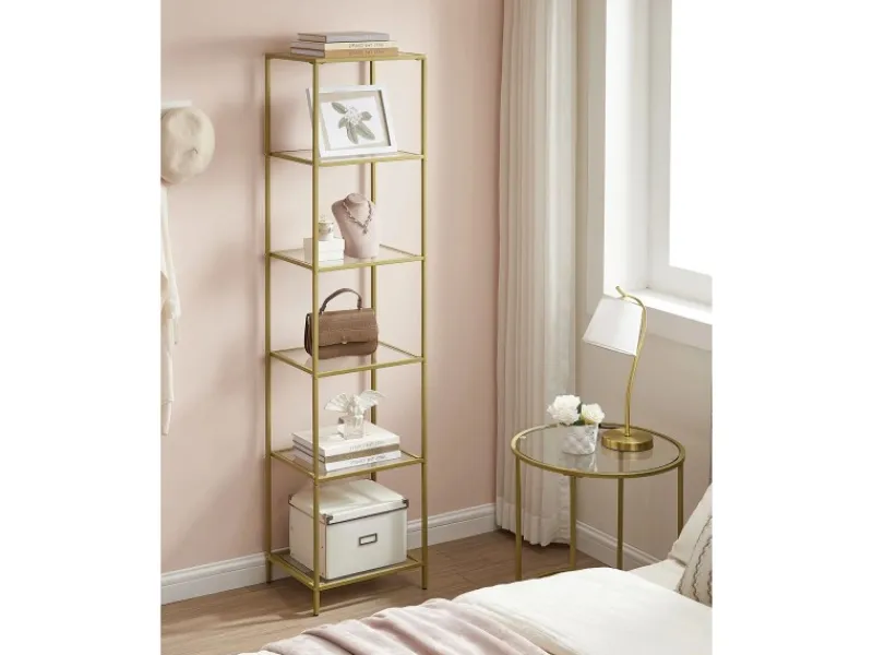 Vasagle Glasregal 6 Ablagen 30 cm x 40 cm x 177,3 cm Gold< Küchenregale