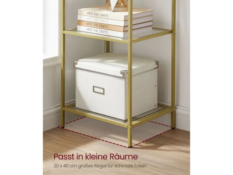 Vasagle Glasregal 6 Ablagen 30 cm x 40 cm x 177,3 cm Gold< Küchenregale