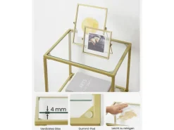 Vasagle Glasregal 6 Ablagen 30 cm x 40 cm x 177,3 cm Gold< Küchenregale