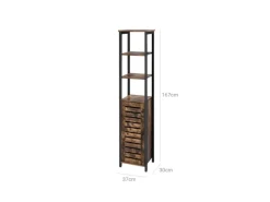 Vasagle Hochschrank 37 cm x 30 cm x 167 cm Braun-Schwarz< Küchenregale|Küchenschränke
