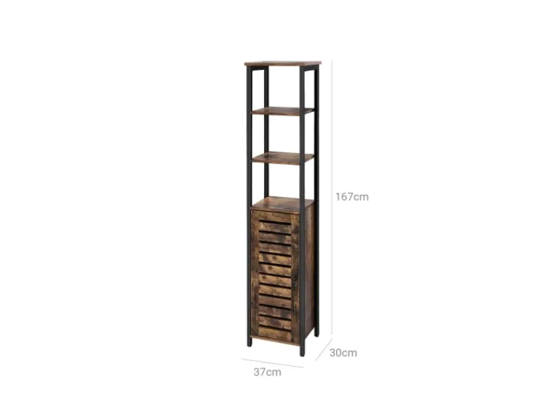 Vasagle Hochschrank 37 cm x 30 cm x 167 cm Braun-Schwarz< Küchenregale|Küchenschränke