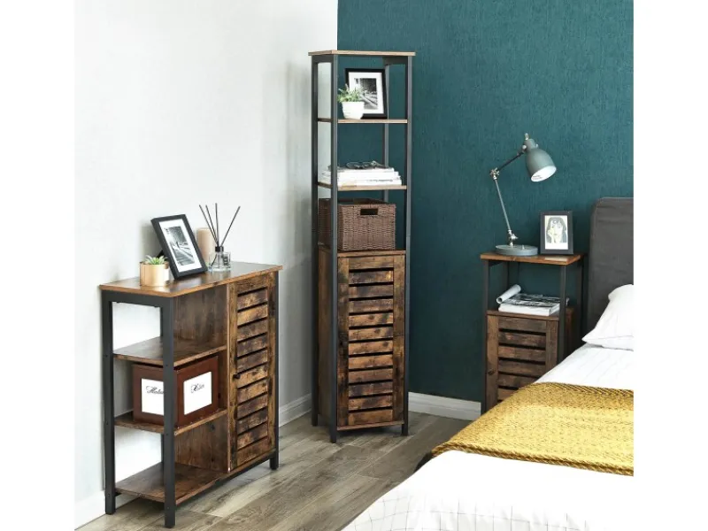 Vasagle Hochschrank 37 cm x 30 cm x 167 cm Braun-Schwarz< Küchenregale|Küchenschränke
