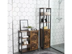 Vasagle Hochschrank 37 cm x 30 cm x 167 cm Braun-Schwarz< Küchenregale|Küchenschränke