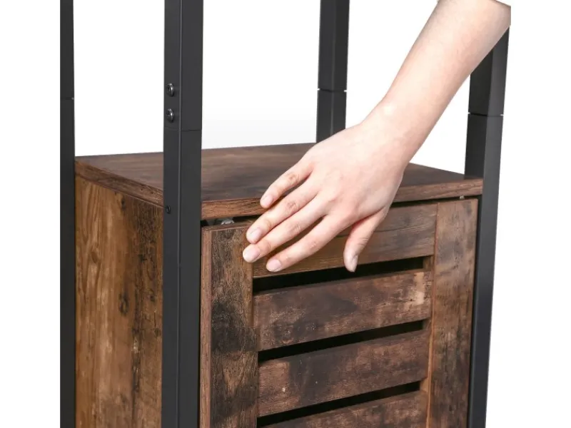 Vasagle Hochschrank 37 cm x 30 cm x 167 cm Braun-Schwarz< Küchenregale|Küchenschränke