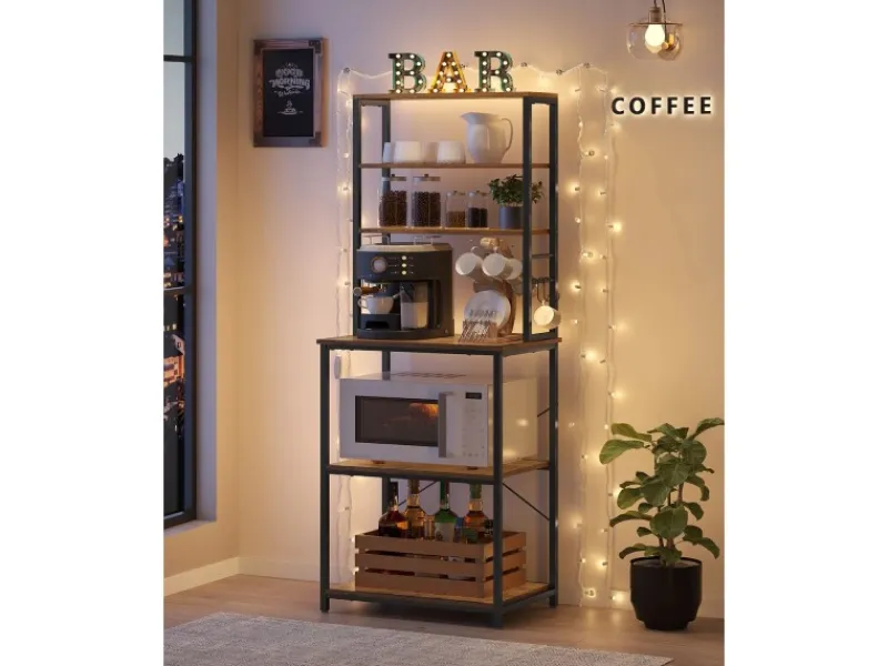 Best Vasagle Küchenregal 40 cm x 60 cm x 167 cm Braun-Schwarz