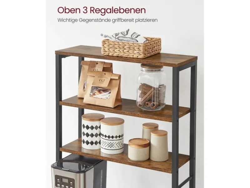 Best Vasagle Küchenregal 40 cm x 60 cm x 167 cm Braun-Schwarz