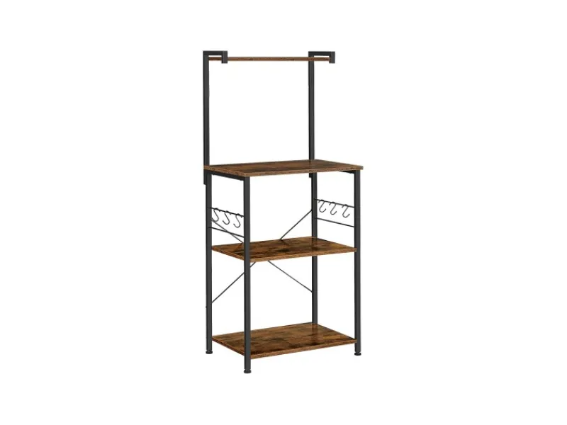 New Vasagle Küchenregal 3 Ebenen 40 cm x 60 cm x 127 cm Braun-Schwarz