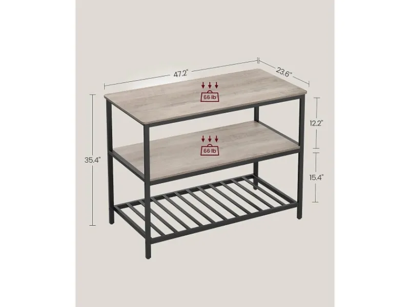 Vasagle Küchenregal mit Arbeitsplatte 60 cm x 120 cm x 90 cm Greige-Schwarz< Küchenregale|Einbauküchen