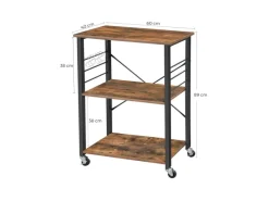 Vasagle Küchenregal mit Rollen 40 cm x 60 cm x 89 cm Braun-Schwarz< Servierwagen|Küchenregale