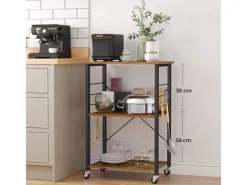 Vasagle Küchenregal mit Rollen 40 cm x 60 cm x 89 cm Braun-Schwarz< Servierwagen|Küchenregale
