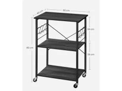 Vasagle Küchenregal mit Rollen 40 cm x 60 cm x 89 cm Schwarz< Küchenregale