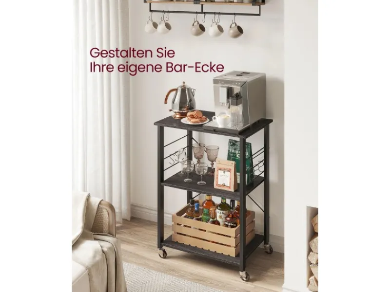 Vasagle Küchenregal mit Rollen 40 cm x 60 cm x 89 cm Schwarz< Küchenregale