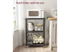 Vasagle Küchenregal mit Rollen 40 cm x 60 cm x 89 cm Schwarz< Küchenregale