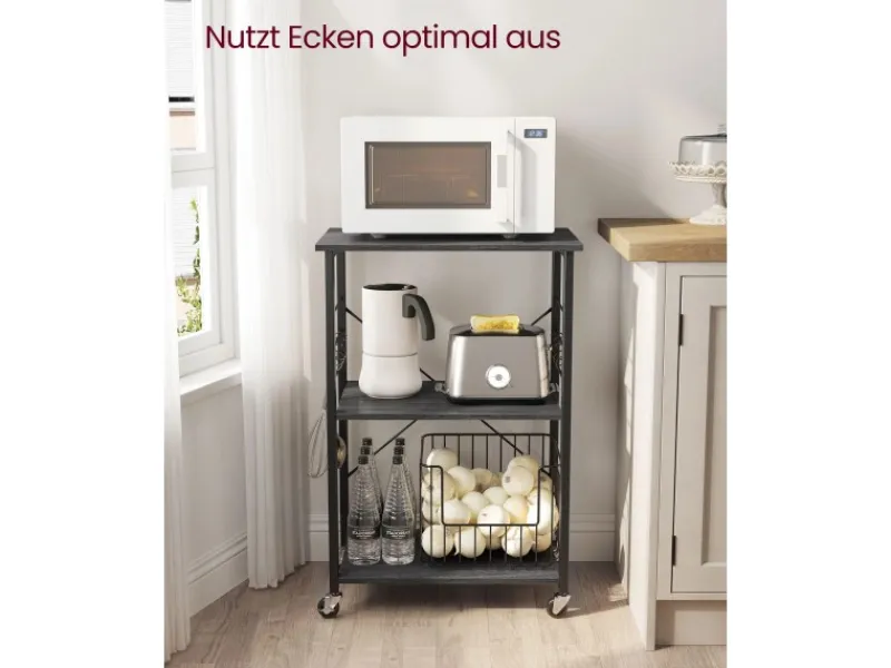 Vasagle Küchenregal mit Rollen 40 cm x 60 cm x 89 cm Schwarz< Küchenregale