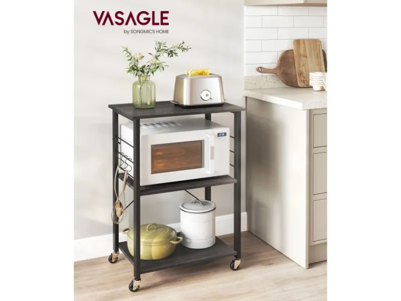 Vasagle Küchenregal mit Rollen 40 cm x 60 cm x 89 cm Schwarz< Küchenregale