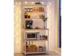 Vasagle Küchenregal Stahl 40 cm x 80 cm x 167 cm Eichefarben-Weiß< Küchenregale|Pfannen