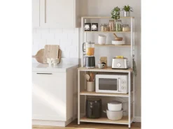 Vasagle Küchenregal Stahl 40 cm x 80 cm x 167 cm Eichefarben-Weiß< Küchenregale|Pfannen