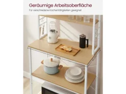 Vasagle Küchenregal Stahl 40 cm x 80 cm x 167 cm Eichefarben-Weiß< Küchenregale|Pfannen