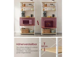 Vasagle Küchenregal Stahl 40 cm x 80 cm x 167 cm Eichefarben-Weiß< Küchenregale|Pfannen