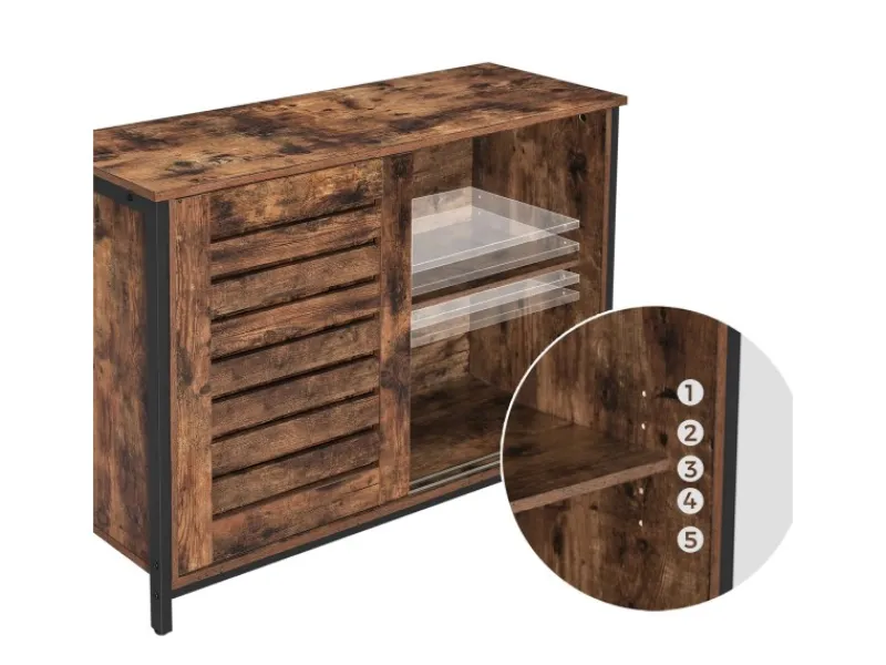 Vasagle Küchenschrank 100 cm x 35 cm x 70 cm Braun-Schwarz< Küchenschränke