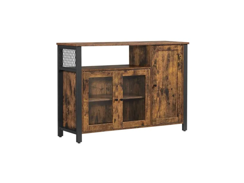 Clearance Vasagle Küchenschrank 3 Türen 33 cm x 110 cm x 75 cm Braun-Schwarz
