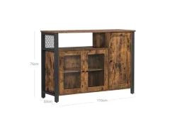 Clearance Vasagle Küchenschrank 3 Türen 33 cm x 110 cm x 75 cm Braun-Schwarz