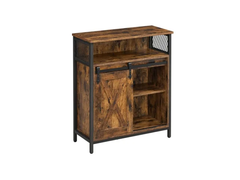 Outlet Vasagle Küchenschrank Rustikal 30 cm x 70 cm x 80 cm Braun-Schwarz