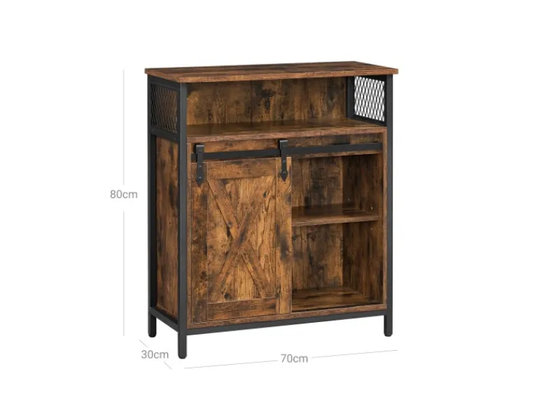 Outlet Vasagle Küchenschrank Rustikal 30 cm x 70 cm x 80 cm Braun-Schwarz