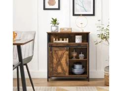 Outlet Vasagle Küchenschrank Rustikal 30 cm x 70 cm x 80 cm Braun-Schwarz