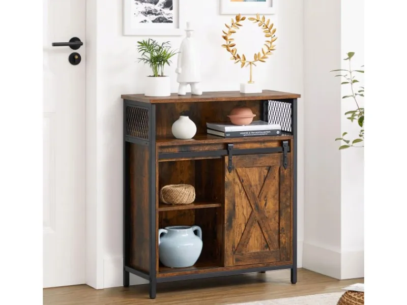 Outlet Vasagle Küchenschrank Rustikal 30 cm x 70 cm x 80 cm Braun-Schwarz