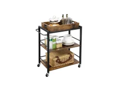 Discount Vasagle Küchenwagen mit Abnehmbarem Tablett 40 cm x 72 cm x 86 cm Braun-Schwarz
