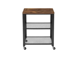 Vasagle Servierwagen 3 Ebenen 40 cm x 60,6 cm x 78 cm Vintagebraun-Schwarz< Servierwagen