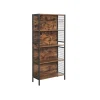 Vasagle Standregal 4 Ablagen und 4 S-Haken 30 x 74 x 154,5 cm Braun-Schwarz< Küchenregale