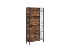 Vasagle Standregal 4 Ablagen und 4 S-Haken 30 x 74 x 154,5 cm Braun-Schwarz< Küchenregale