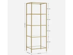 Küchenregale<Vasagle Standregal 5 Ablagen 30 cm x 40 cm x 124,5 cm Gold