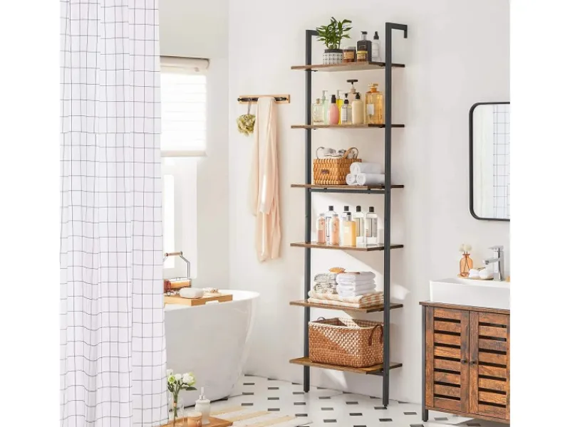 Küchenregale<Vasagle Standregal Industrie-Design 60 cm x 30 cm x 204,8 cm Braun-Schwarz