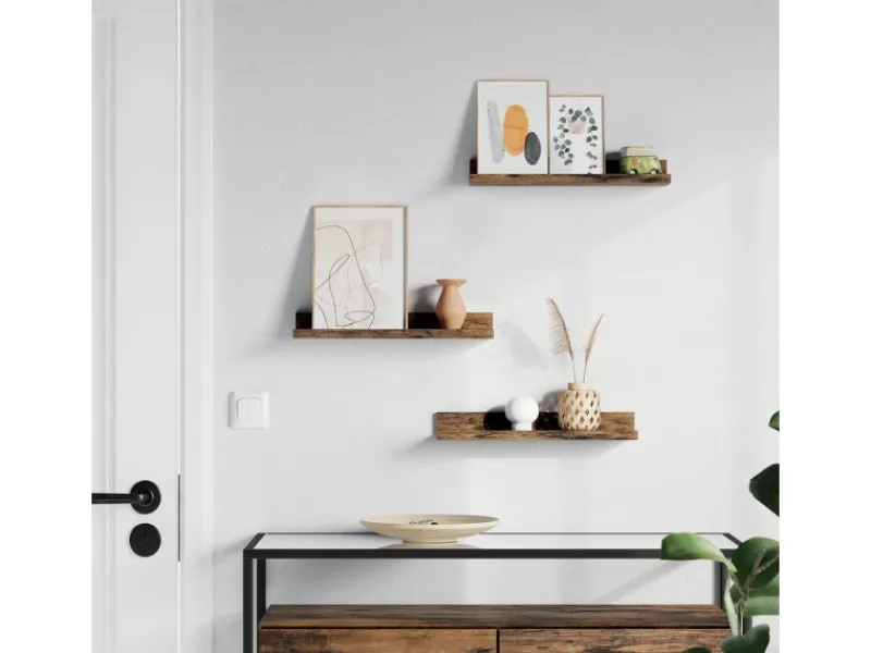 Vasagle Wandregal 3 Stück Länge 38 cm Braun< Küchenregale