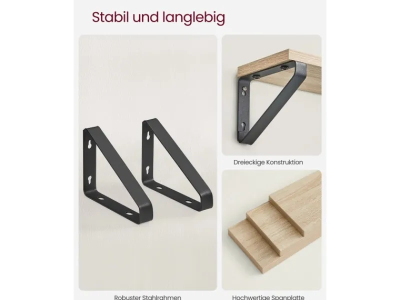 Vasagle Wandregal 3er Set Eiche Schwarz< Küchenregale