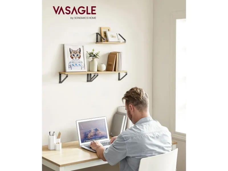Vasagle Wandregal 3er Set Eiche Schwarz< Küchenregale