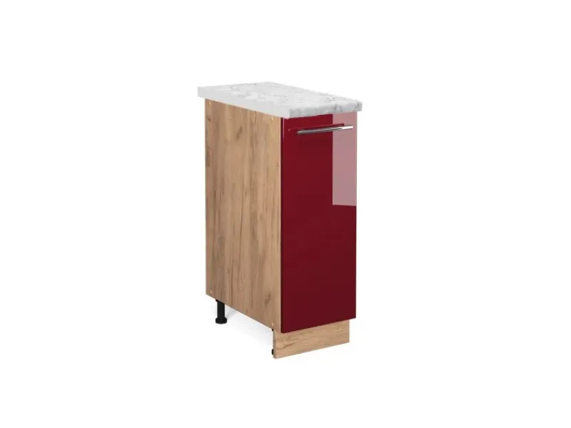 Sale Vicco Apothekerschrank Fame-Line Bordeaux Hochglanz/Goldkraft Eiche 30 cm AP Marmor Bordeaux-Glanz