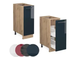 Sale Vicco Apothekerschrank Fame-Line Hochglanz/Goldkraft Eiche 30 cm ohne Arbeitsplatte Dunkelblau